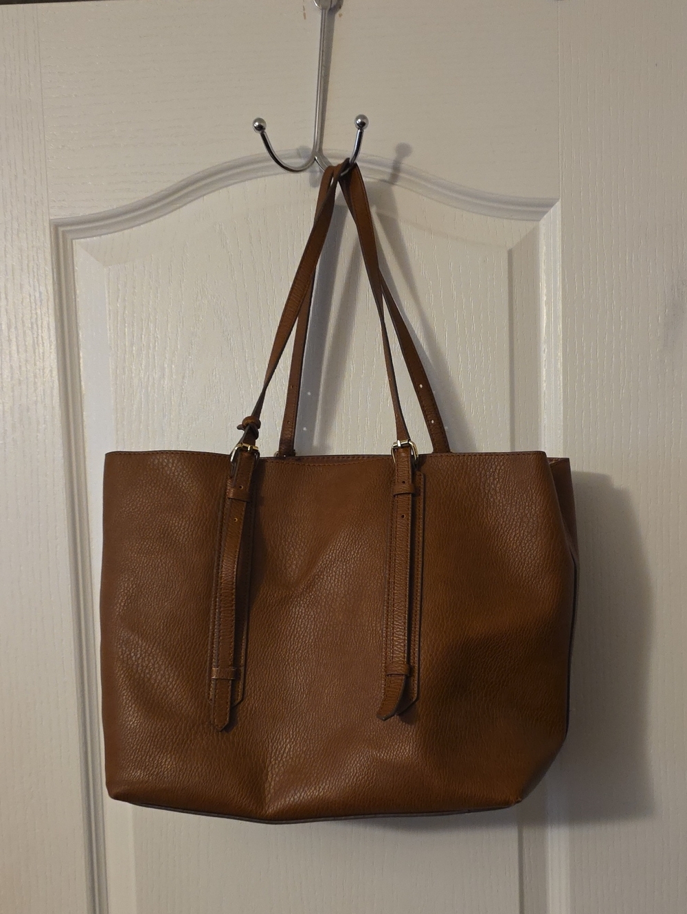 Sondra Roberts Women's Brown Leather Tote Bag - Classic Spacious Shoulder Bag